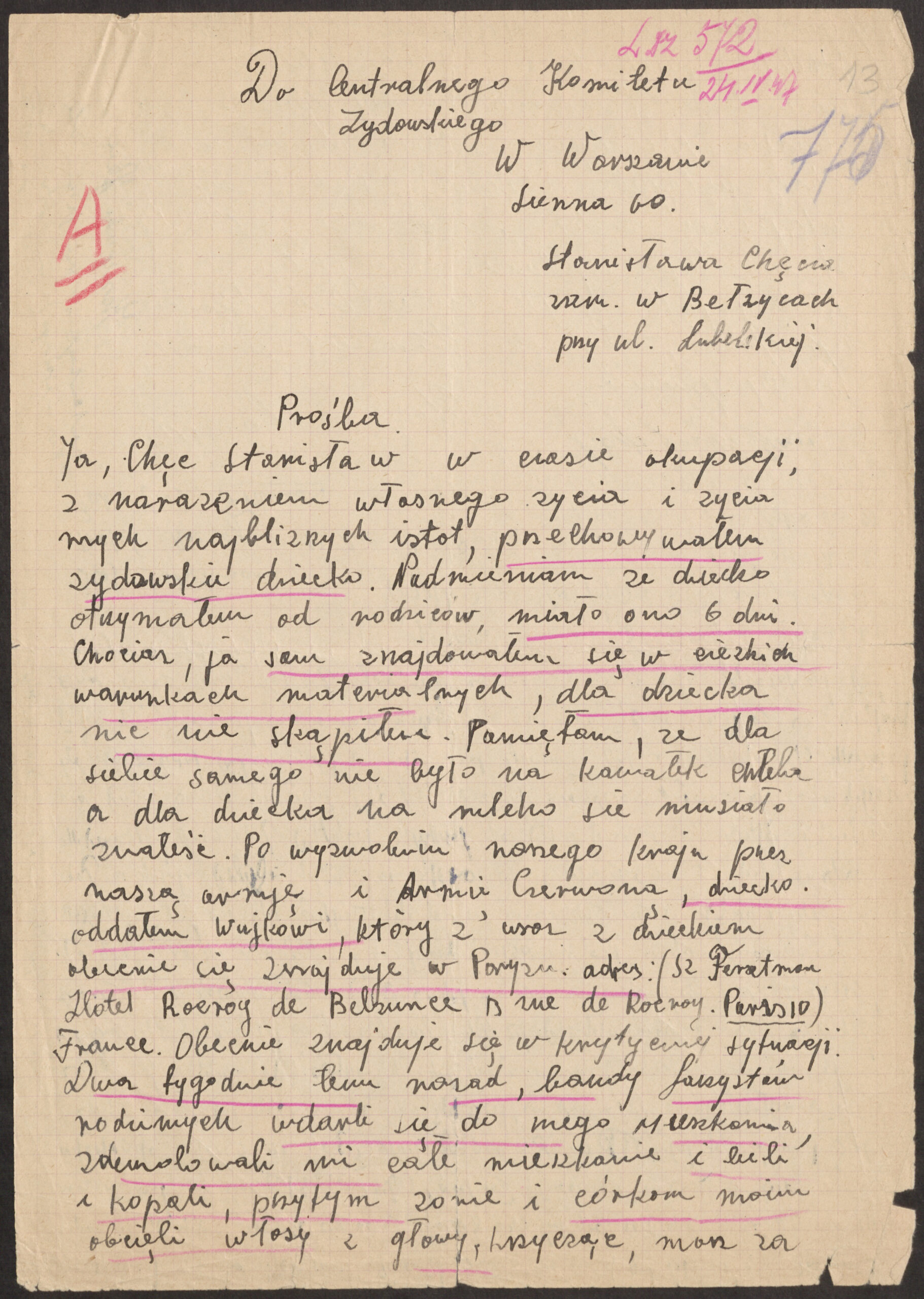 List Stanisława Chęcia z Bełżyc